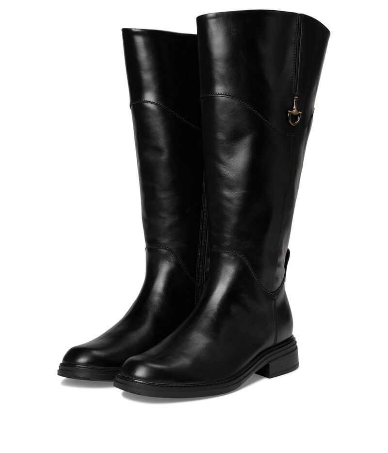 ナチュライザー レディース シューズ ブーツ・レインブーツ Naturalizer 27 Edit Oslo Extra Wide Calf Riding Boots Black Leather ブラック