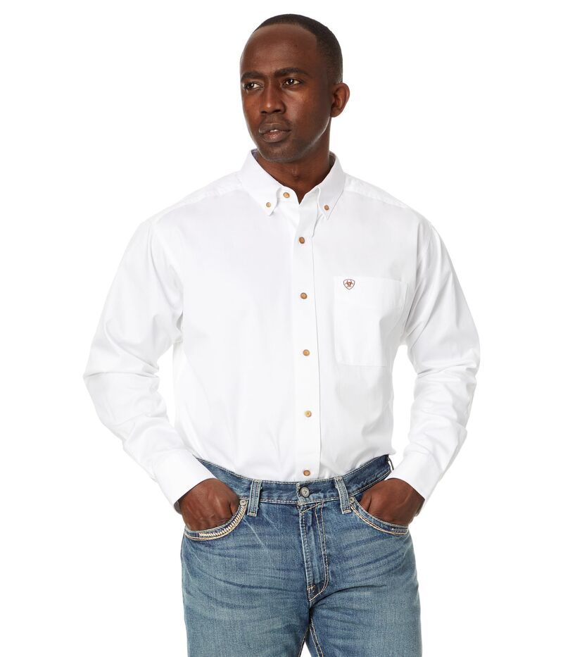 アリアト メンズ トップス シャツ Ariat Solid Twill Shirt White ホワイト