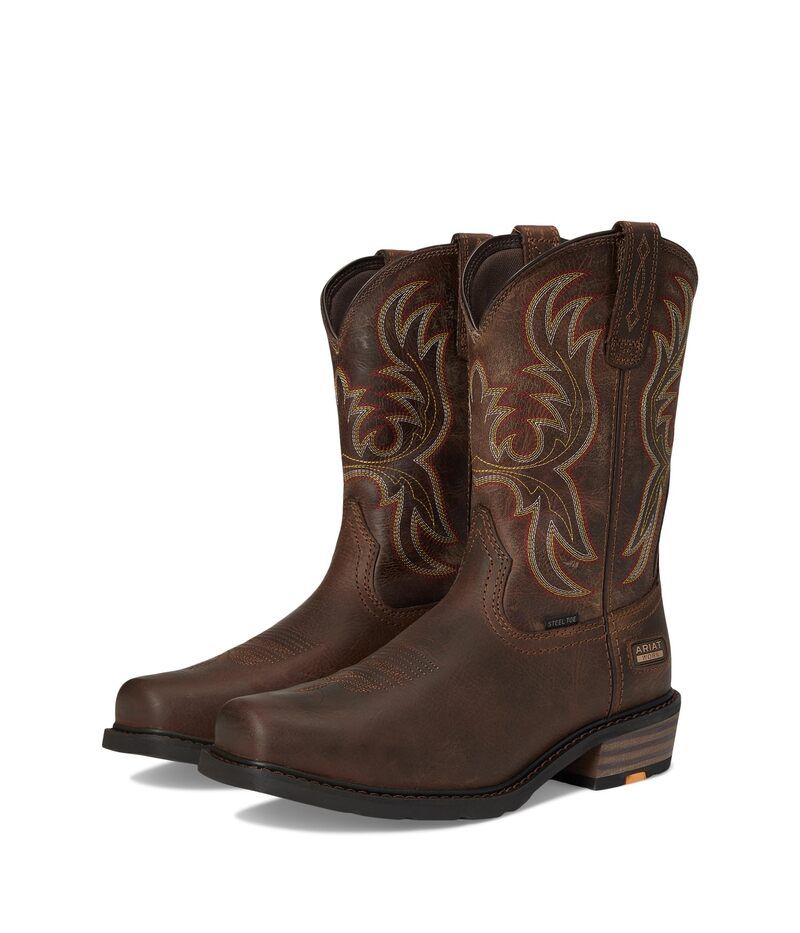 アリアト メンズ シューズ ブーツ・レインブーツ Tシャツ Ariat Ironside Square Toe Steel Toe Work Boots Rye Brown ブラウン