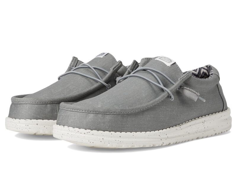 ヘイデュード メンズ シューズ スリッポン・ローファー Hey Dude Wally Stretch Canvas Light Grey グレー