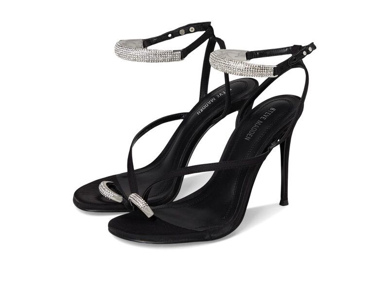 スティーブ マデン レディース シューズ ヒール Steve Madden Tia Black Satin Rhi ブラック