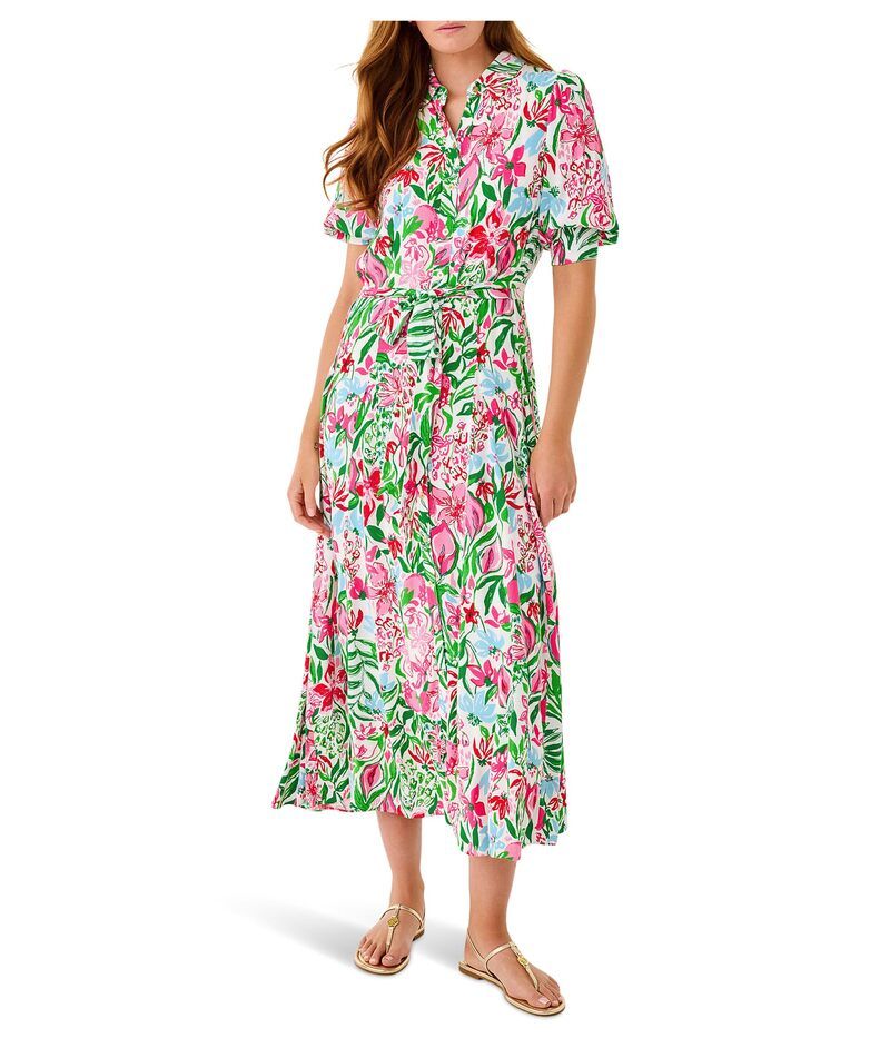 リリーピュリッツァー レディース トップス ワンピース ミディ シャツ Lilly Pulitzer Larkyn Midi Shirtdress Glowingardens