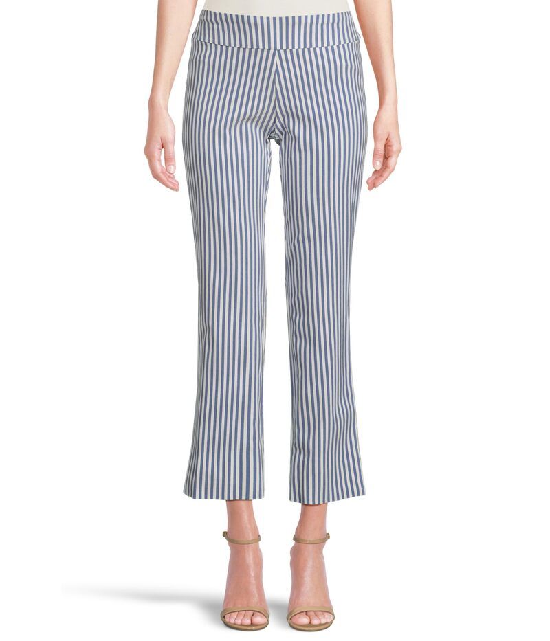 クレイジーラリー レディース ボトムス カジュアルパンツ アンクル リネン Krazy Larry Stretch Linen Wide Ankle Indigo Stripe インディゴ