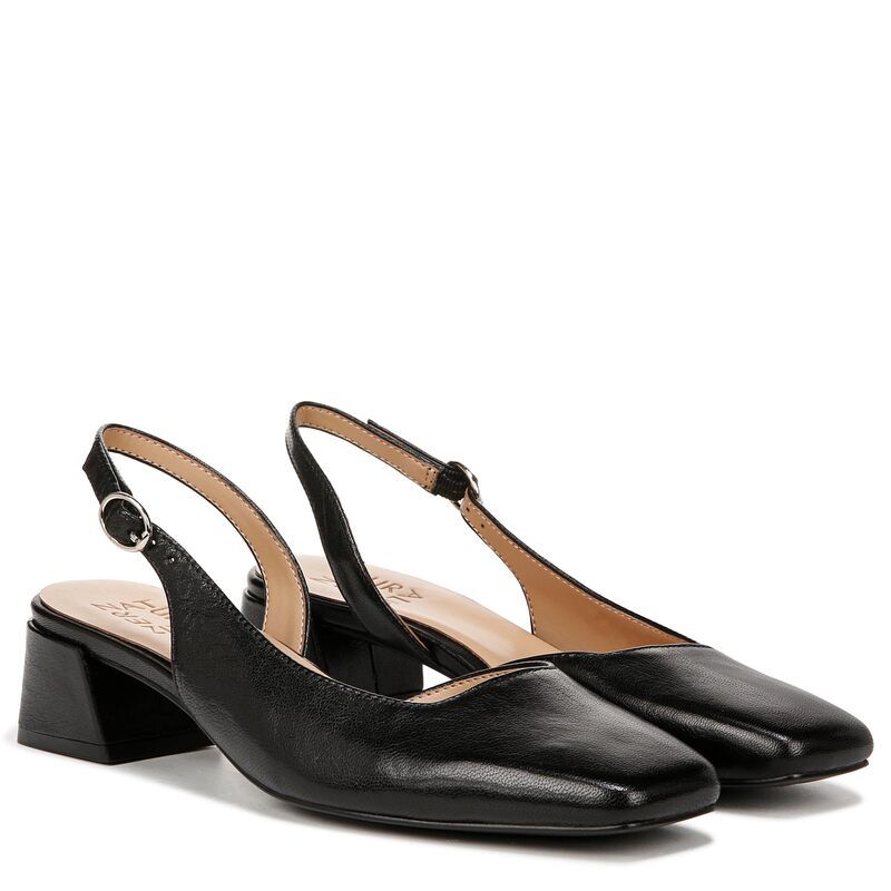 ナチュライザー レディース シューズ ヒール Naturalizer Jayla Low Heel Slingback Dress Shoes Black Leather ブラック