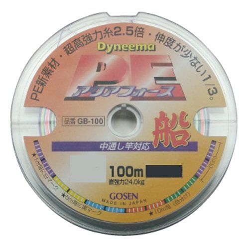 新品 PRO TRUST(プロトラスト) PEライン ゴーセン PEアクアフォース船 100m連結 5号 5色分け