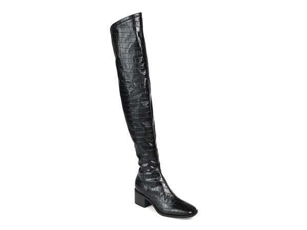 ジュルネ コレクション レディース シューズ ブーツ・レインブーツ Journee Collection Mariana Over The Knee Boot Black Croc Embossed ブラック