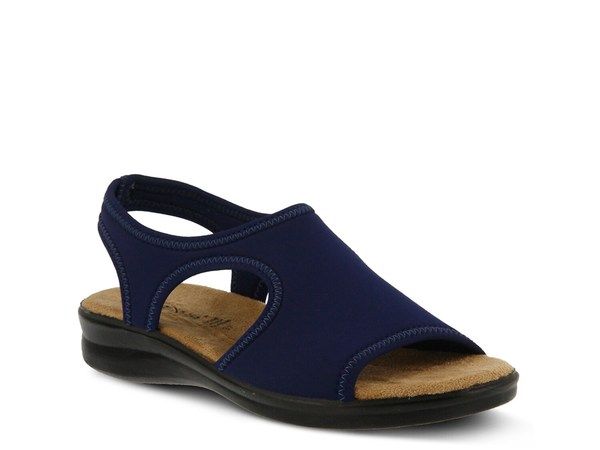 フレクサス レディース シューズ サンダル Flexus by Spring Step Nyaman Flat Sandal Navy ネイビー