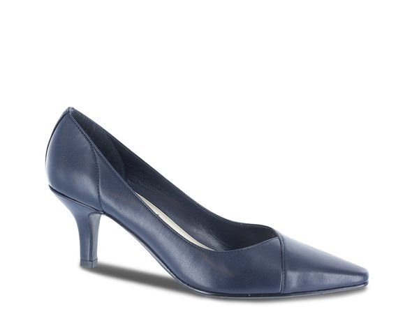 イージーストリート レディース シューズ パンプス シフォン Easy Street Chiffon Pump Navy Faux Leather ネイビー