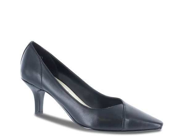 イージーストリート レディース シューズ パンプス シフォン Easy Street Chiffon Pump Black Faux Leather ブラック