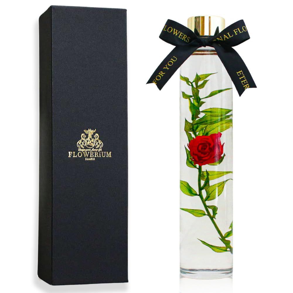 FLOWERiUM 母の日 花 ハーバリウム バラ 誕生日プレゼント 結婚記念日 プレゼント 妻 彼女 贈り物 プロポーズ フラワーギフト 薔薇 一輪挿し 日本製 枯れない flower rose 女性 大切な人 フラワリウム トワレローズm a8da1771