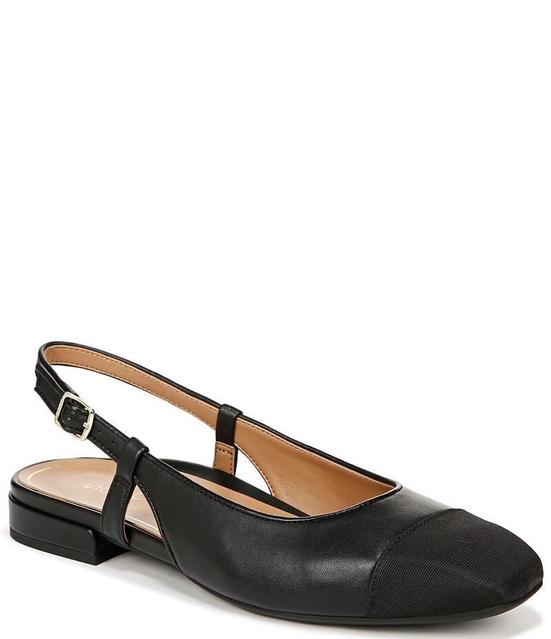 バイオニック レディース シューズ パンプス キャップ レザー Vionic Petaluma Leather Slingback Cap Toe Flats Black ブラック