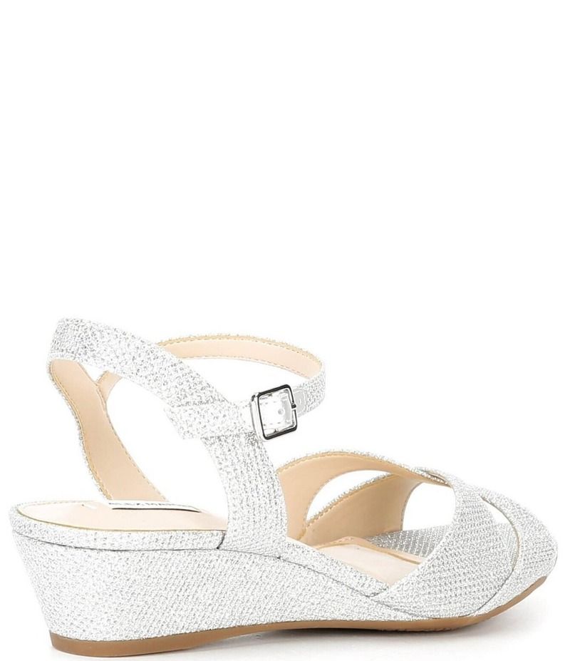 アレックスマリー レディース シューズ サンダル Alex Marie Matilda Glitter Wedge Dress Sandals Silver シルバー