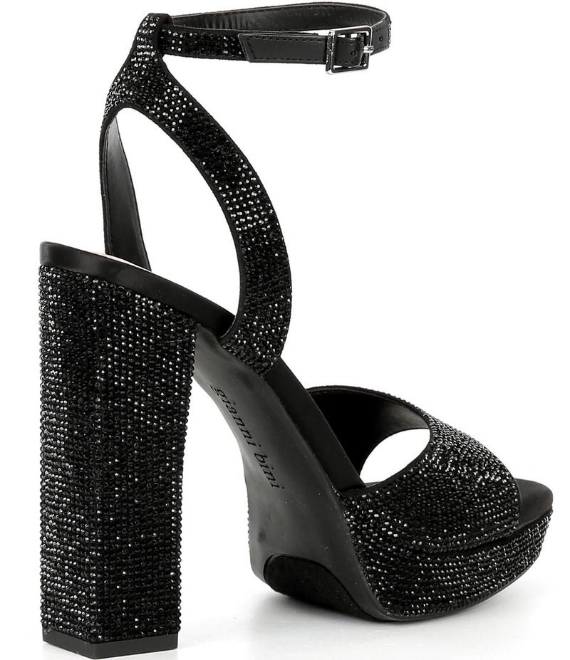 ジャンビニ レディース シューズ サンダル プラットフォーム Gianni Bini Andreya Rhinestone Embellished Platform Dress Sandals Black ブラック