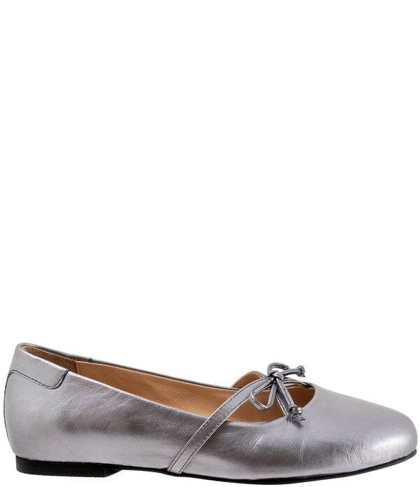 トロッターズ レディース シューズ パンプス レザー Trotters Carissa Leather Bow Strap Ballerina Flats Pewter ピューター