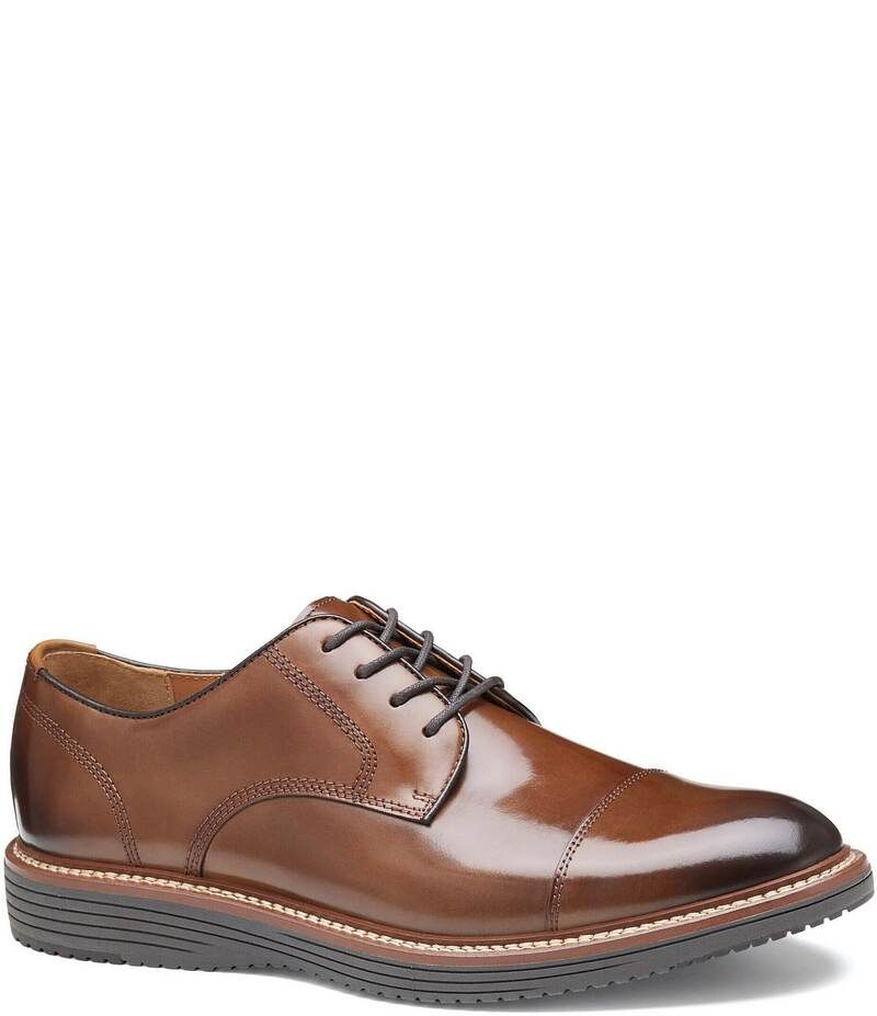 ジョンストンアンドマーフィー メンズ シューズ ドレスシューズ オックスフォード キャップ レース レザー Johnston Murphy Mens Upton Leather Cap Toe Lace Up Oxfords Tan タン