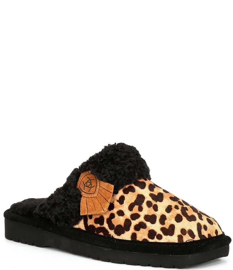 アリアト レディース シューズ サンダル Ariat Jackie Square Toe Leopard Hair Calf Slippers Leopard アニマル
