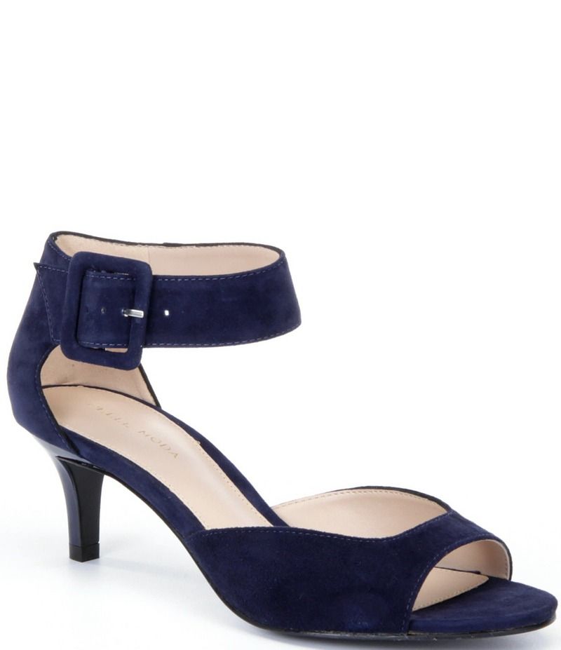 ペレモーダ レディース シューズ ヒール サンダル スエード アンクル Pelle Moda Berlin Suede Ankle Strap Peep Toe Dress Sandals Midnight