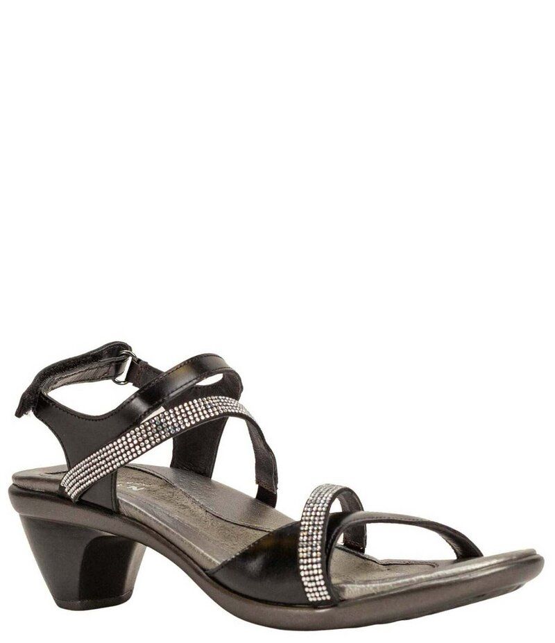 ナオト レディース シューズ サンダル レザー Naot Innovate Leather and Rhinestone Sandals BlackBlackClear ブラック