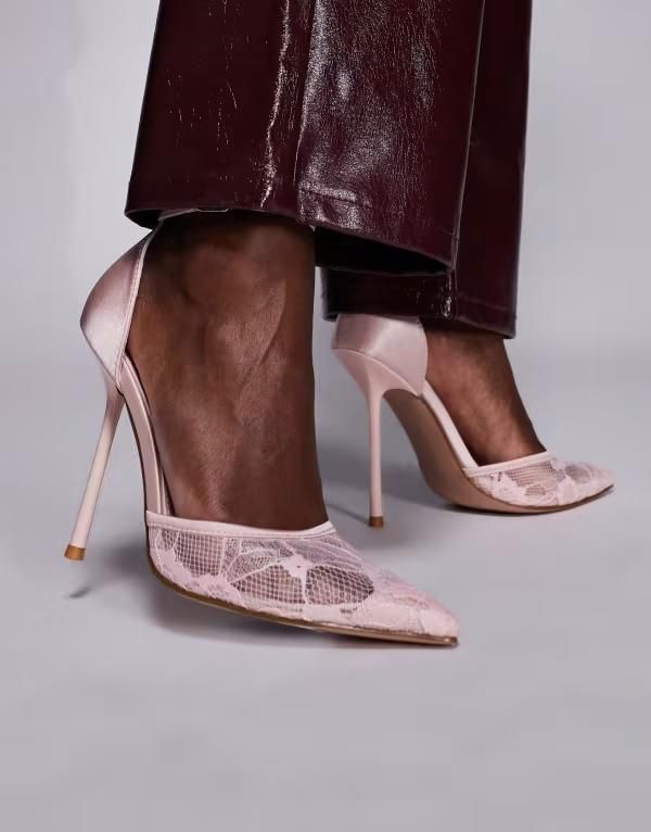 シミ レディース シューズ ヒール レース SIMMI Shoesimmi London Deena heeled shoes lace Pink mesh ピンク