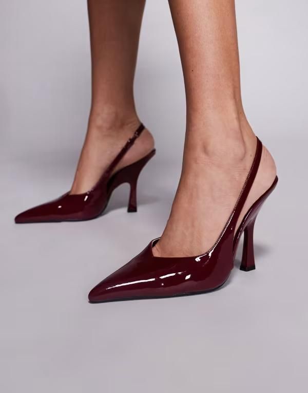 シミ レディース シューズ ヒール SIMMI ShoesIMMI London Keely slingback heeled shoes patent Burgundy patent バーガンディ