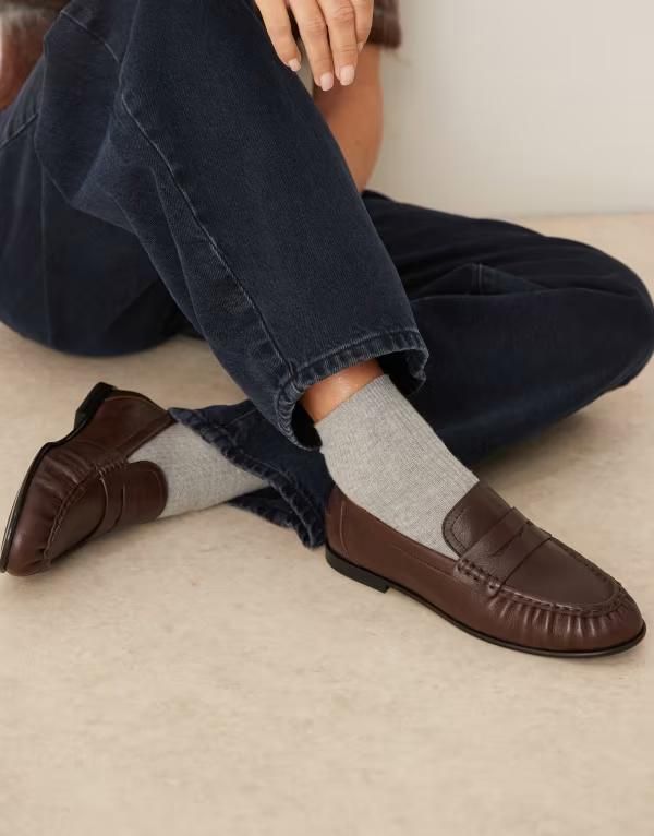 マンゴ レディース シューズ スリッポン・ローファー レザー ローファー Mango 100 leather loafers in dark Dark brown ブラウン