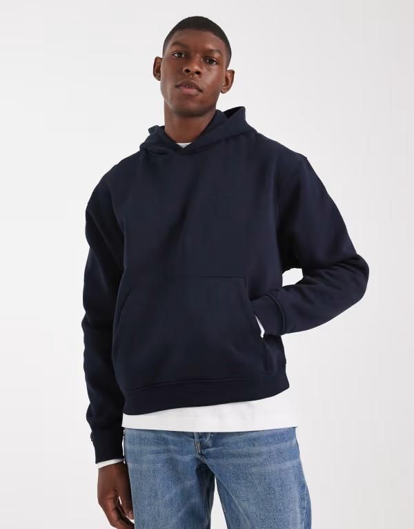 エイソス メンズ アウター パーカー・スウェット パーカー ASOS DESIGN essentials relaxed boxy hoodie Sky captain ネイビー