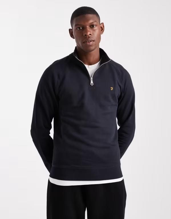 ファーラー メンズ アウター パーカー・スウェット スウェット シャツ Farah jim 14 zip sweatshirt NAVY ネイビー