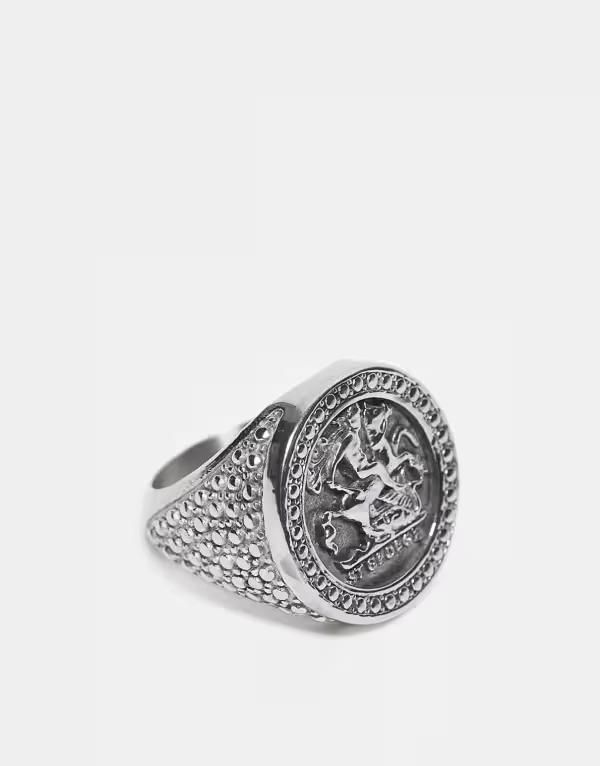リクレイム ヴィンテージ レディース アクセサリー リング Tシャツ Reclaimed Vintage Unisex stainless steel waterproof signet ring tone Silver シルバー