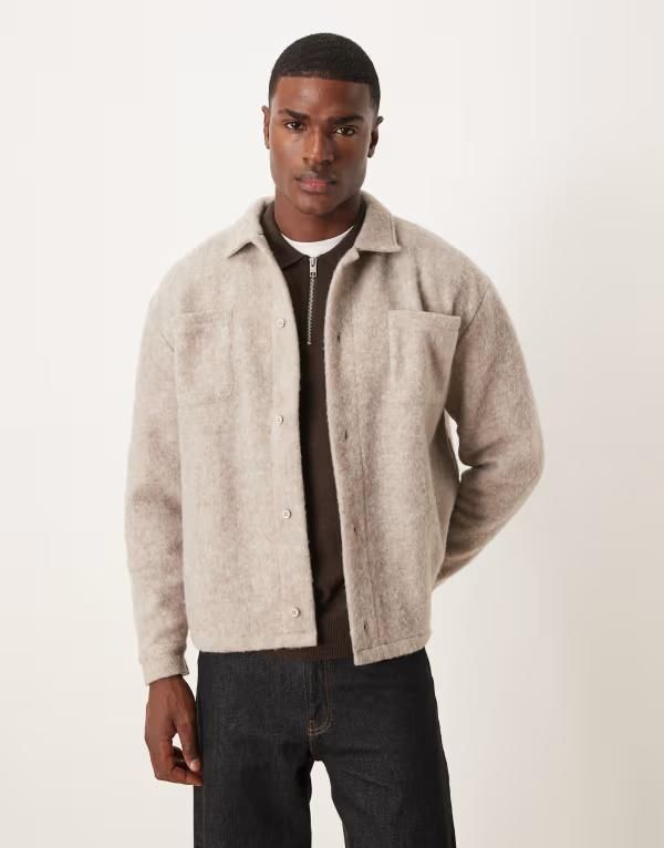 エイソス メンズ アウター ジャケット・ブルゾン ウール ジャケット ASOS DESIGN relaxed wool look jacket Biege ベージュ