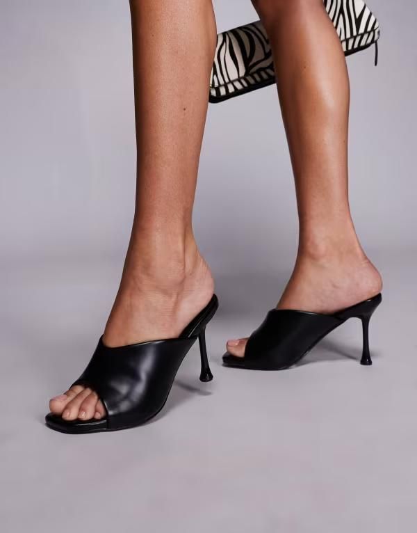 パブリックデザイア レディース シューズ サンダル ヒール Public Desire Jadore heeled mule sandals Black ブラック