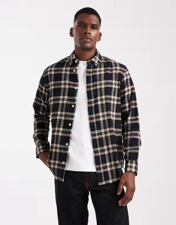 ジャック アンド ジョーンズ メンズ トップス シャツ Jack Jones plaid shirt Black ブラック