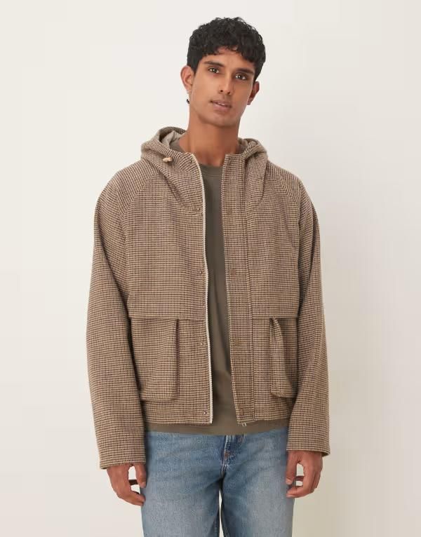 エイソス メンズ アウター ジャケット・ブルゾン ウール ASOS DESIGN windbreaker in wool look BROWN ブラウン 22,578円