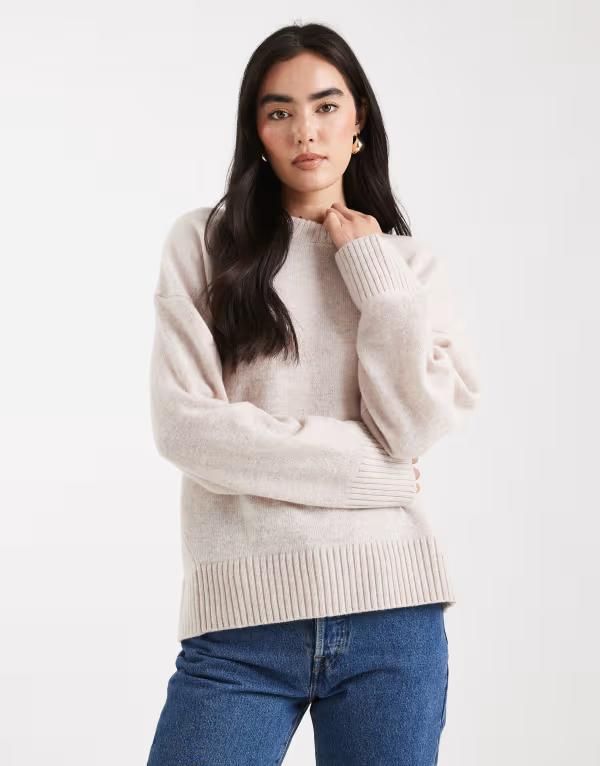 エイソス レディース アウター ニット・セーター ウール セーター ASOS DESIGN chunky lambswool curved hem sweater in marshmallow Marshmallow 26,100円