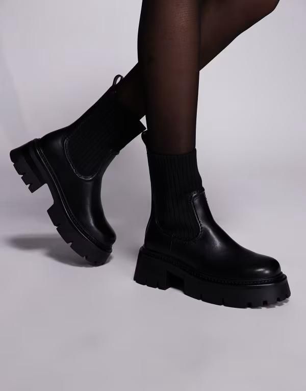 シミ レディース シューズ ブーツ・レインブーツ アンクル ブーツ SIMMI Shoes Simmi London Paulie chunky low ankle boots BLACK PU ブラック