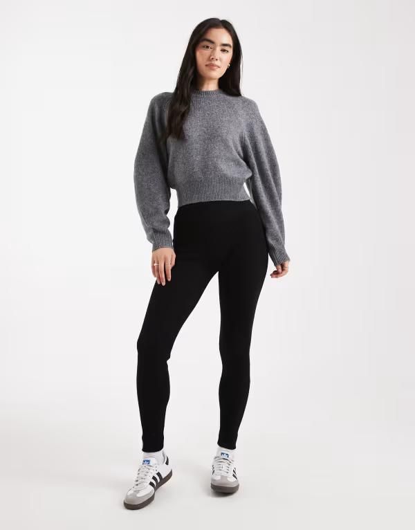 ミスセルフフリッジ レディース ボトムス レギンス リブニット ニット Miss Selfridge rib knit cozy legging Black ブラック