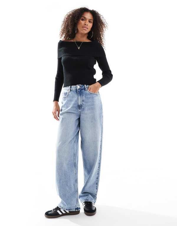 オンリー レディース アウター ニット・セーター セーター ニット ONLY off the shoulder knit sweater Black ブラック