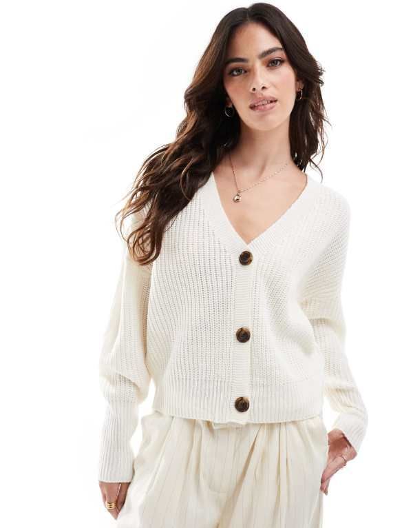 ヴェロモーダ レディース アウター カーディガン リブ Vero Moda button up chunky ribbed cardigan in cream CREAM クリーム