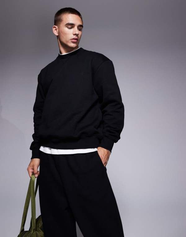 エイソス メンズ アウター パーカー・スウェット スウェット シャツ ASOS DESIGN heavyweight oversized sweatshirt Black ブラック