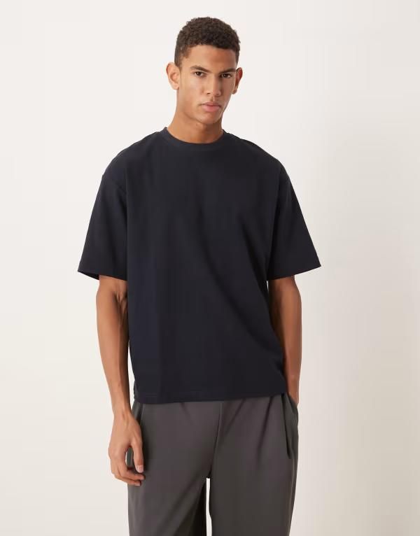 セレクティッド メンズ トップス Tシャツ コットン Selected 100 cotton oversized boxy tshirt Sky captain ネイビー