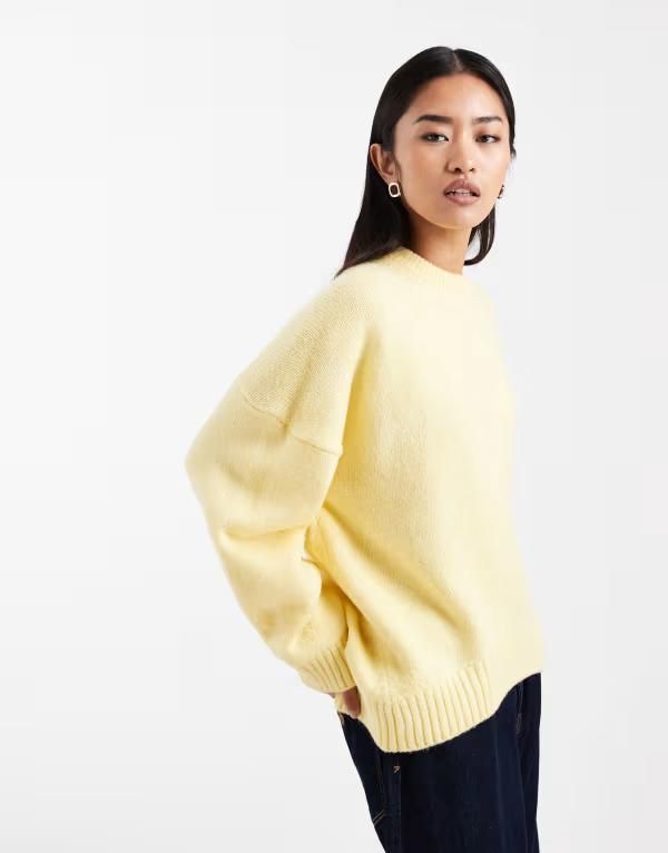 エイソス レディース アウター ニット・セーター クルーネック ASOS DESIGN oversized crew neck sweater with curved hem in buttermilk
