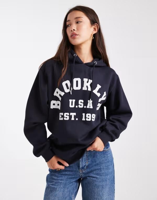 デイジーストリート レディース アウター パーカー・スウェット ジャージー Daisy Street jersey hoodie NAVY ネイビー