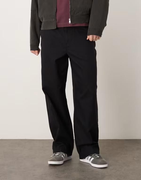 エイソス メンズ ボトムス カジュアルパンツ ストレート ASOS DESIGN loose straight leg chinos Black ブラック
