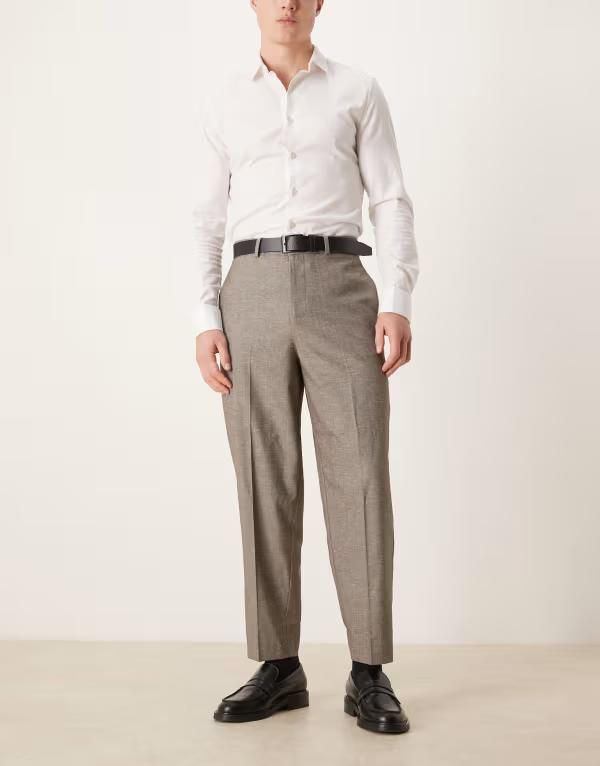 エイソス メンズ ボトムス カジュアルパンツ ASOS DESIGN relaxed taperedress pants in light gray herringbone LIGHT GRAY グレー