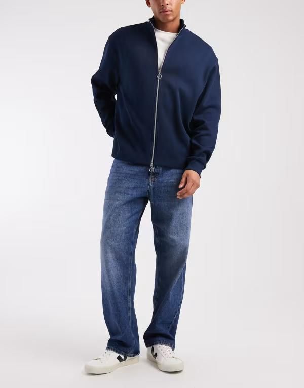 ジャック アンド ジョーンズ メンズ ボトムス デニムパンツ ジーンズ Jack Jones alex baggy jeans in mid Blue Denim デニム