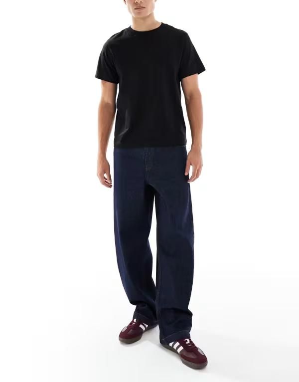 エイソス メンズ ボトムス デニムパンツ ストレート ジーンズ ASOS DESIGN loose straight leg jeans in raw wash INDIGO インディゴ