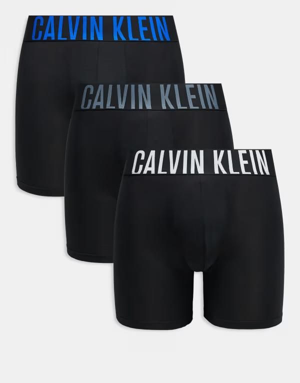 カルバンクライン メンズ アンダーウェア ボクサーパンツ ロゴ Calvin Kleintense Power 3pack microfiber boxer briefs with grayblue logo waistbands Multi マルチカラー