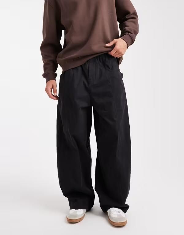 エイソス メンズ ボトムス カジュアルパンツ パンツ ASOS DESIGN oversized baggy pants Black ブラック