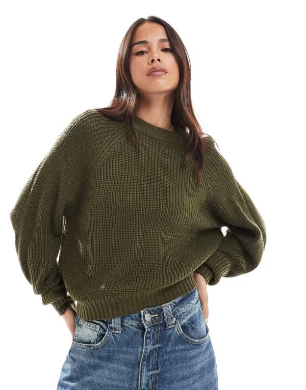 スリードベア レディース アウター ニット・セーター クルーネック Threadbare crew neck sweater Khaki カーキ