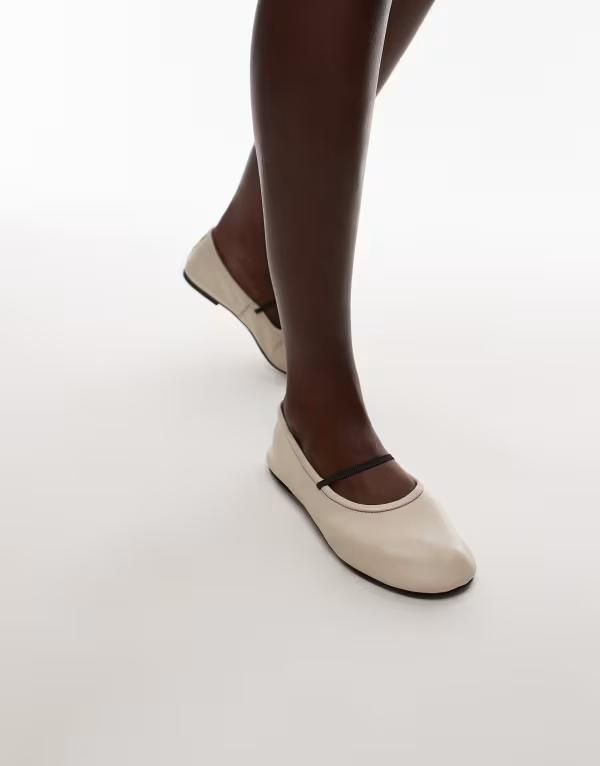 トップショップ レディース シューズ パンプス Topshop Brad ballerina flats with elastic strap Offwhite オフホワイト