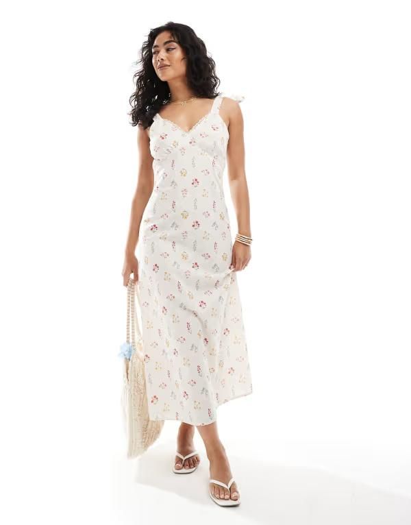ミスセルフフリッジ レディース トップス ワンピース リネン Miss Selfridge tie shoulders linen mix slip dress Multi マルチカラー